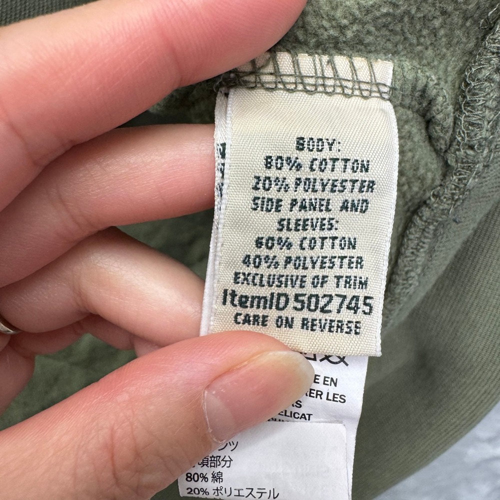 LL Bean Pullover Women Large Green Quilted Quarter Zip Sweatshirt 502745 Outdoor - Picture 4 of 12